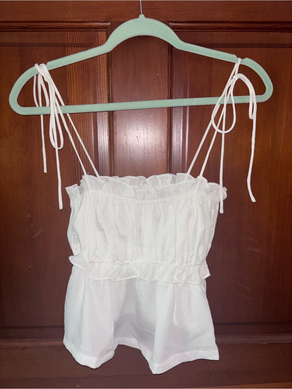 Altar'd State White Ruffled Tie-Shoulder Tank Top